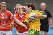 9 May 2015; Katy Herron, Donegal, in action against Caitlin Malone, Armagh. TESCO HomeGrown Ladies National Football League, Division 2 Final, Armagh v Donegal. Parnell Park, Dublin. Picture credit: Cody Glenn / SPORTSFILE