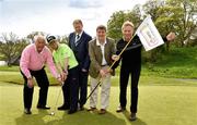 10 May 2015; It was a special moment for nine Irish golfers this weekend as they were unveiled as the Special Olympics athletes who will be representing Ireland at the World Summer Games, which are taking place is Los Angeles in July. One of Ireland’s most successful golfers, Christy O’Connor Junior, and three-time Olympian and former 5,000m World Champion, Senator Eamonn Coghlan joined the team at the launch, where it was also announced that Gala, one of Ireland’s foremost convenience Groups, has joined the Special Olympics as one of the Official Sponsors of Team Ireland. Pictured at the unveiling of Team Ireland’s golfing squad are Christy O’Connor Jr, Gary Desmond, CEO of Gala, Matt English, CEO of Special Olympics Ireland, Senator Eamonn Coghlan and Paul Kirrane, Ennis, Co Clare who is one of the Special Olympics golfers who will represent Ireland at the World Games. Carton House, Dublin. Picture credit: Ray McManus / SPORTSFILE