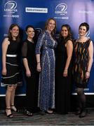 9 May 2015; Claire French, Anne-Marie Bohan, Tara Doyle, Jenny O'Connor and Mary O'Neill at the Leinster Rugby Awards Ball. The Leinster Rugby Awards Ball took place, at the Double Tree by Hilton hotel, Dublin, in front of over 500 attendees as Leinster Rugby celebrated the achievements of those both on and off the field in both the domestic and the professional game. On the night Sean Cronin was awarded the Bank of Ireland Leinster Rugby Players' Player of the Year and Jack Conan was awarded the Samsung Galaxy S6 Young Player of the Year award. RTÉ's Darragh Maloney was MC for the evening as Leinster Rugby Head Coach Matt O'Connor, Captain Jamie Heaslip and the rest of the players also took the opportunity to celebrate the careers of Leinster Rugby stalwarts Gordon D'Arcy and Shane Jennings. Picture credit: Stephen McCarthy / SPORTSFILE