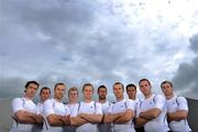 11 June 2008; Members of the adidas GAA team, from left, Alan Kerins, Galway, Ken McGrath, Waterford, Jerry O'Connor, Cork, Joe Canning, Galway, Tommy Walsh, Kilkenny, Dan Shanahan, Waterford, Ben O'Connor, Cork, Sean Og O hAilpin, Cork, Eoin Kelly, Tipperary and JJ Delaney, Kilkenny, demonstrating the adidas Techfit PowerWeb apparel. Benefits the apparel can bring to their game include strength, power and endurance. Naomh Mearnog Portmarnock, Dublin. Picture credit: Brendan Moran / SPORTSFILE