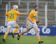 15 June 2008; Gerard Laverty, Antrim, right, celebrates with team-mate Seamus Dobbin after scoring a goal. ESB Ulster Minor Hurling Championship Final, Antrim v Down, Casement Park, Belfast. Picture credit: Damien Eagers / SPORTSFILE