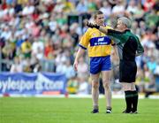 15 June 2008; Referee Paddy Russell sends Conor Whelan, Clare, off the field before giving him with a red card. GAA Football Munster Senior Championship Semi-Final, Kerry v Clare, Fitzgerald Stadium, Killarney, Co. Kerry. Picture credit: Stephen McCarthy / SPORTSFILE