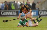 15 June 2008; Brian Carroll, Offaly, in action against Richie Hogan, Kilkenny. GAA Hurling Leinster Senior Championship Semi-Final, Offaly v Kilkenny, O'Moore Park, Portlaoise, Co. Laois. Picture credit: Ray McManus / SPORTSFILE