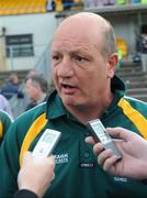 15 June 2008; Antrim manager Terence McNaughton is interviewed after the match. GAA Hurling Ulster Senior Championship Final, Antrim v Down, Casement Park, Belfast. Picture credit: Damien Eagers / SPORTSFILE