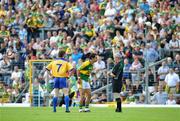 15 June 2008; Referee Paddy Russell issues Paul Galvin, Kerry, with a yellow card before sending him off. GAA Football Munster Senior Championship Semi-Final, Kerry v Clare, Fitzgerald Stadium, Killarney, Co. Kerry. Picture credit: Stephen McCarthy / SPORTSFILE