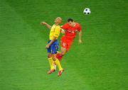 18 June 2008; Henrik Larsson, Sweden, in action against Sergei Ignashevich, Russia. UEFA EURO 2008TM, Russia v Sweden, Stadion Tivoli Neu, Innsbruck, Austria. Picture credit; Pat Murphy / SPORTSFILE