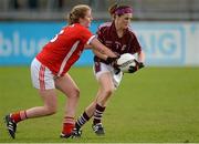 9 May 2015; Geraldine Conneally, Galway, in action against Roisín Phelan, Cork. TESCO HomeGrown Ladies National Football League, Division 1 Final, Cork v Galway. Parnell Park, Dublin. Picture credit: Piaras Ó Mídheach / SPORTSFILE