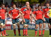 9 May 2015; Munster players, from left: Peter O'Mahony, Jack O'Donoghue, Paul O'Connell, BJ Botha, Eusebio Guinazu, and Donnacha Ryan. Guinness PRO12, Round 21, Ulster v Munster. Kingspan Stadium, Ravenhill Park, Belfast. Picture credit: Oliver McVeigh / SPORTSFILE