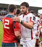9 May 2015; Iain Henderson, Ulster and Denis Hurley, Munster following the game. Guinness PRO12, Round 21, Ulster v Munster. Kingspan Stadium, Ravenhill Park, Belfast. Picture credit: Ramsey Cardy / SPORTSFILE