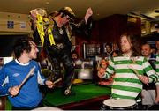 11 May 2015; Michael 'Elvis' Heapes, from Ringsend, entertains the crowd in the Padraig Pearse, after former Republic of Ireland International Kevin Kilbane surprised former Liffey Wanderers' player and manager Parko Kealy with VIP tickets to the FAI Junior Cup Final at the Aviva Stadium on Sunday during the FAI Junior Cup Tour and Community Day. The Padraig Pearse, Pearse Street, Dublin. Picture credit: Piaras Ó Mídheach / SPORTSFILE