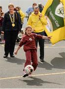 11 May 2015; Demi Byrne, aged 9, from Sheriff Street, Dublin, in action during the FAI Junior Cup Tour and Community Day where former Republic of Ireland International Kevin Kilbane surprised two supporters with VIP tickets to the FAI Junior Cup Final at the Aviva Stadium on Sunday. St Laurence O'Toole's NS, Seville Place, Dublin. Picture credit: Piaras Ó Mídheach / SPORTSFILE