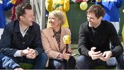 11 May 2015; Ger Treacy, centre, conducts an interview between former League of Ireland footballer Alan Cawley, left, and former Republic of Ireland International Kevin Kilbane to preview Sunday's FAI Junior Cup Final between Liffey Wanderers and Sheriff YC during the FAI Jnr Cup Tour and Community Day. Sheriff Youth Club. Commons Street, Dublin. Picture credit: Cody Glenn / SPORTSFILE
