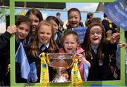 11 May 2015; Children from City Quay NS, Gloucester Street South, Dublin, during the FAI Junior Cup Tour and Community Day where former Republic of Ireland International Kevin Kilbane surprised two supporters with VIP tickets to the FAI Junior Cup Final at the Aviva Stadium on Sunday. City Quay NS, Gloucester Street South, Dublin. Picture credit: Piaras Ó Mídheach / SPORTSFILE