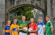 11 May 2015; In attendance at the 2015 Munster GAA Senior Championships Launch are footballers, from left, Brian Fox, Tipperary, Enda Coughlan, Clare, Kieran Donaghy, Kerry, Michael Shields, Cork, Thomas O'Gorman, Waterford, and Darragh Treacy, Limerick. Blackrock Castle, Blackrock, Cork. Picture credit: Brendan Moran / SPORTSFILE