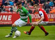 11 May 2015; Mikey Drennan, Shamrock Rovers, in action against Sean Hoare, St Patrick's Athletic. SSE Airtricity League Premier Division, St Patrick's Athletic v Shamrock Rovers. Richmond Park, Dublin. Picture credit: David Maher / SPORTSFILE