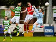11 May 2015; Ciaran Kilduff, St Patrick's Athletic, in action against Maxime Blanchard, left, and Craig Hyland, right, Shamrock Rovers. SSE Airtricity League Premier Division, St Patrick's Athletic v Shamrock Rovers. Richmond Park, Dublin. Picture credit: Sam Barnes / SPORTSFILE