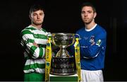 11 May 2015; FAI Junior Cup finalists, Paul Murphy, left, Sheriff YC captain, and David Andrews, Liffey Wanderers captain, at an FAI Umbro Intermediate Cup and FAI  Junior Cup Media Day in association with Umbro and Aviva, Aviva Stadium, Dublin. Picture credit: David Maher / SPORTSFILE