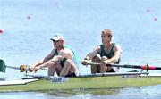17 June 2008; The Ireland Men's Pair of Sean Casey, left, stroke and Jonathan Devlin, bow, in action during their semi-final in which they finished fourth in a time of 6:32.29, just missing out on a place in tomorrow's final. 2008 Final Olympic Rowing Qualification Regatta, Poznan, Poland. Picture credit: Brendan Moran / SPORTSFILE