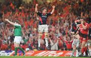 24 May 2008; Donncha O'Callaghan, Munster, celebrates at the final whistle Heineken Cup Final, Munster v Toulouse, Millennium Stadium, Cardiff, Wales. Picture credit: Brendan Moran / SPORTSFILE