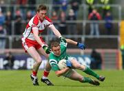 21 June 2008; Mark Murphy, Fermanagh, in action against Joe Diver, Derry. Ulster GAA Senior Football Championship Semi Final, Derry v Fermanagh, Healy Park, Omagh, Co. Tyrone. Picture credit: Oliver McVeigh / SPORTSFILE