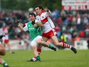 21 June 2008; Shane McCabe, Fermanagh, in action against Kevin McGuckin, Derry. Ulster GAA Senior Football Championship Semi Final, Derry v Fermanagh, Healy Park, Omagh, Co. Tyrone. Picture credit: Oliver McVeigh / SPORTSFILE