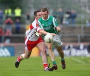 21 June 2008; Martin McGrath, Fermanagh, in action against James Conway, Derry. Ulster GAA Senior Football Championship Semi Final, Derry v Fermanagh, Healy Park, Omagh, Co. Tyrone. Picture credit: Oliver McVeigh / SPORTSFILE