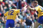 22 June 2008; Jonathan Clancy, Clare, is congratulated by team-mate Declan O'Rourke, right, on scoring his side's second goal against Limerick. GAA Hurling Munster Senior Championship Semi-Final, Limerick v Clare, Semple Stadium, Thurles, Co. Tipperary. Picture credit: Brendan Moran / SPORTSFILE