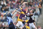 22 June 2008; Damien Fitzhenry, right, and Paul Roche, Wexford, in action against David O'Callaghan, Dublin. GAA Hurling Leinster Senior Championship Semi-Final Replay, Dublin  v Wexford, Croke Park, Dublin. Picture credit: David Maher / SPORTSFILE
