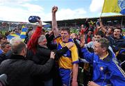 22 June 2008; Niall Gilligan, Clare, celebrates with supporters after victory over Limerick. GAA Hurling Munster Senior Championship Semi-Final, Limerick v Clare, Semple Stadium, Thurles, Co. Tipperary. Picture credit: Brendan Moran / SPORTSFILE