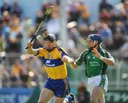 22 June 2008; Niall Gilligan, Clare, in action against Mark O'Riordan, Limerick. GAA Hurling Munster Senior Championship Semi-Final, Limerick v Clare, Semple Stadium, Thurles, Co. Tipperary. Picture credit: Ray McManus / SPORTSFILE