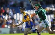 22 June 2008; Pat Vaughan, Clare, prepares to clear under pressure from Limerick's Sean O'Connor. GAA Hurling Munster Senior Championship Semi-Final, Limerick v Clare, Semple Stadium, Thurles, Co. Tipperary. Picture credit: Ray McManus / SPORTSFILE