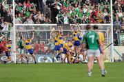 22 June 2008; Clare players celebrate at the final whistle. GAA Hurling Munster Senior Championship Semi-Final, Limerick v Clare, Semple Stadium, Thurles, Co. Tipperary. Picture credit: Ray McManus / SPORTSFILE