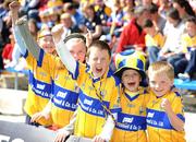 22 June 2008; Clare supporters from Sixmilebridge, left to right, Niamh Hassett, Ellen Farrell, Ciaran Farrell, Cathal Roche, Ciaran Hassett, enjoy the game, GAA Hurling Munster Senior Championship Semi-Final, Limerick v Clare, Semple Stadium, Thurles, Co. Tipperary. Picture credit: Ray McManus / SPORTSFILE
