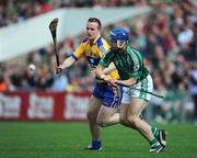 22 June 2008; Barry Nugent, Clare, in action against Stephen Lucey, Limerick. GAA Hurling Munster Senior Championship Semi-Final, Limerick v Clare, Semple Stadium, Thurles, Co. Tipperary. Picture credit: Ray McManus / SPORTSFILE