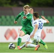 13 May 2015; Anthony Scully, Republic of Ireland, in action against Herbie Kane, England. UEFA European U17 Championship Finals Group D, Republic of Ireland v England, Stara Zagora, Bulgaria. Picture credit: Pat Murphy / SPORTSFILE