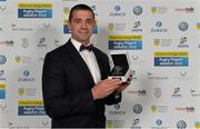 13 May 2015; Former Munster and Ireland legend Alan Quinlan who was presented with the Zurich Contribution to Society award, in recognition of the significant impact made to society through his work raising the profile of mental health and depression in Ireland, at the Hibernia College IRUPA Rugby Player Awards 2015. Burlington Hotel, Dublin. Picture credit: Brendan Moran / SPORTSFILE