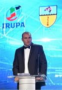 13 May 2015; Speaking at the Hibernia College IRUPA Rugby Player Awards 2015 is Omar Hassanein, CEO, IRUPA. Burlington Hotel, Dublin. Picture credit: Brendan Moran / SPORTSFILE