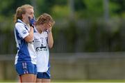 9 May 2015; Waterford's Hannah Landers, left, and Megan Dunford, dejected after the game. TESCO HomeGrown Ladies National Football League, Division 3 Final, Waterford v Sligo. Parnell Park, Dublin. Picture credit: Piaras Ó Mídheach / SPORTSFILE
