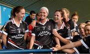9 May 2015; Sligo players, from left, Bernice Byrne, Ruth Goodwin and Jacqui Mulligan, celebrate after the game. TESCO HomeGrown Ladies National Football League, Division 3 Final, Waterford v Sligo. Parnell Park, Dublin. Picture credit: Piaras Ó Mídheach / SPORTSFILE