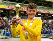 14 May 2015; Fionntain O'Reilly, Butlersbridge National School, Co Cavan, winner of Player of the Tournament Section A. SPAR FAI Primary School 5s National Finals, Aviva Stadium, Lansdowne Road, Dublin. Picture credit: Oliver McVeigh / SPORTSFILE