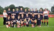 19 June 2008; The Donncha O’Callaghan Select 7 team, with Lana Condron, Budweiser, far left, and 2007 Rugby World Cup final referee Alain Rolland, far right. Back row, from left, Eoin Toolin, Conor Malone, James Stafford, Marcus O'Dwyer, Brian Green, Dave Keane, Sid Carmody, John Moran, Eamonn Sayers. Front row, from left, Ruth Wood-Martin, Orla Delaney, Tracey Hadnett, Shirley Moloney, Carmel O'Dwyer, Donncha O'Callaghan and Sinead Bennett. Donncha O’Callaghan closed off his season in unusual fashion when he lined out with his own IRFU select 7 tag team at the Budweiser Tag League in Old Belvedere RFC in Dublin.  In a game referred by World Cup Final referee, Alain Rolland, Sutton based tag team, The Burbarians, won the chance to play opposite the Munster lock as part of the Budweiser Tag Rugby &quot;Challenge Donncha&quot; promotion. Donncha O’Callaghan Select 7 v The Burbarians, Old Belvedere RFC, Anglesea Road, Dublin. Picture credit: Stephen McCarthy / SPORTSFILE