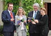 19 June; Minister of State Dr. Martin Mansergh TD, second from right, with David Levins, Cultural Programme Manager, Mary Coghlan, CEO, Athletics Ireland, and Mary Heffernan, General Manager, Farmleigh house, right, at the launch of 2008 Summer Season at Farmleigh. As part of the season Athletics Ireland will organise a Family Fitness Festival on Sunday July 27th, including a 5k open road race - a run, jog, or walk event. Further details of the Athletics Ireland Family Fitness Festival can be found at www.familyfitnessfestival.ie . Farmleigh House, Dublin. Picture credit: Brian Lawless / SPORTSFILE