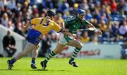 22 June 2008; Mark O'Riordan, Limerick, in action against Niall Gilligan, Clare. GAA Hurling Munster Senior Championship Semi-Final, Limerick v Clare, Semple Stadium, Thurles, Co. Tipperary. Picture credit: Ray McManus / SPORTSFILE