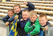 22 June 2008; Clare supporters Shane Fox, eight years, Jack O'Donnell, 11, Philip Bridgeman,9, Nathan Fox, 10, and Adam Moloney, 10, all from Ardnacrusha before the game. GAA Hurling Munster Senior Championship Semi-Final, Limerick v Clare, Semple Stadium, Thurles, Co. Tipperary. Picture credit: Ray McManus / SPORTSFILE