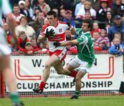 21 June 2008; Eoin Bradley, Derry, in action against Shane McCabe, Fermanagh. Ulster GAA Senior Football Championship Semi Final, Derry v Fermanagh, Healy Park, Omagh, Co. Tyrone. Picture credit: Oliver McVeigh / SPORTSFILE