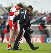 21 June 2008; Enda Muldoon, Derry, goes of the field with a blood injury. Ulster GAA Senior Football Championship Semi Final, Derry v Fermanagh, Healy Park, Omagh, Co. Tyrone. Picture credit: Oliver McVeigh / SPORTSFILE