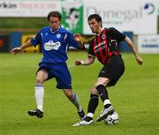 24 June 2008; Killian Brennan, Bohemians, in action against Michael Funstone, Finn Harps. eircom league Premier Division, Finn Harps v Bohemians, Finn Park, Ballybofey, Co. Donegal. Picture credit: Oliver McVeigh / SPORTSFILE