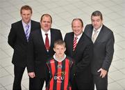 25 June 2008; Bohemians Football Club announced details of a 5 year Link Up and Scholarship Programme with DCU. At the announcement are Ian Byrne, Bohemians FC U20, with from left, Richard Sutherland, Head of Youth Development, Bohemians FC, Robert Loughlin, Youth Director, Bohemians FC, Ken Robinson, CEO, DCU Sport, and Gerry Conway, Honorary Secretary, Bohemians FC. Bohemians Football Club and Dublin City University Press Conference, Syndicate Room, Dublin City University, Dublin. Picture credit: Brian Lawless / SPORTSFILE