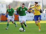 25 June 2008; Aine O'Gorman, Republic of Ireland, in action against Therese Suogran, Sweden. UEFA Women's European Championship Qualifier, Group 2, Republic of Ireland v Sweden, Carlisle Grounds, Bray, Co. Wicklow. Picture credit: Stephen McCarthy / SPORTSFILE