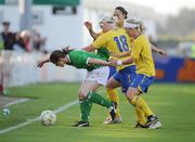 25 June 2008; Katie Taylor, Republic of Ireland, in action against Swedish players Nilla Fisher, 18, Sara Thunebro, right, and Therese Suogran. UEFA Women's European Championship Qualifier, Group 2, Republic of Ireland v Sweden, Carlisle Grounds, Bray, Co. Wicklow. Picture credit: Stephen McCarthy / SPORTSFILE